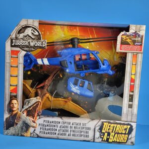 mattel jurassic world destruct-a-saurs pteranodon copter attack set